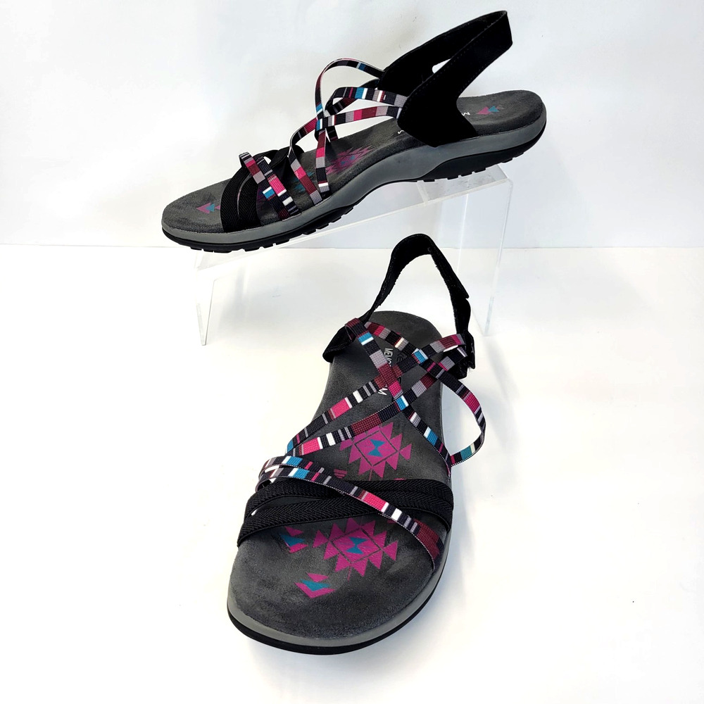 Skechers Sandal Shoes Womens Size 10 -10. 5 Black Strappy Memory Foam Comfort